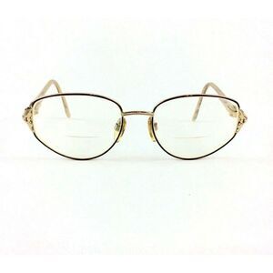 Luxottica 2518 Eyeglass Glasses Frames Oval Goldtone Brown Made In Italy